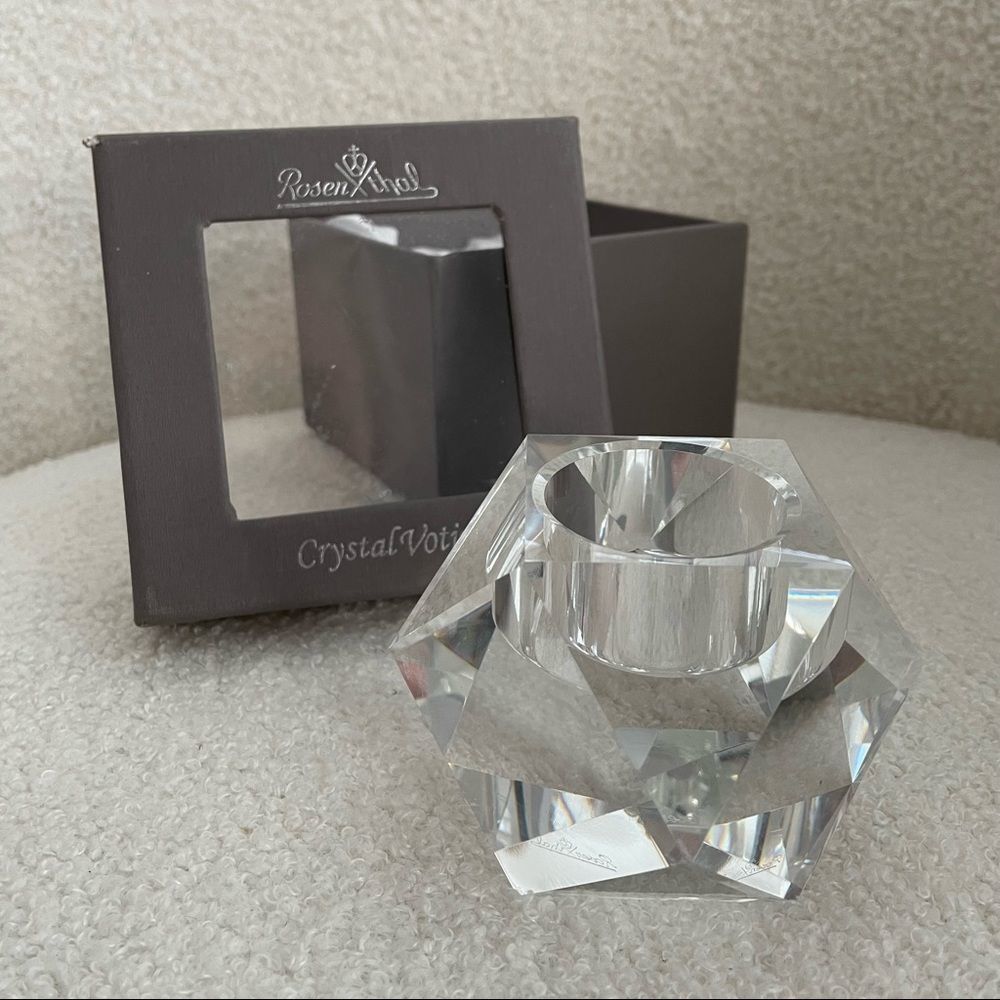 NIB Vintage Rosenthal Faceted Crystal Votive 3”x3.5”